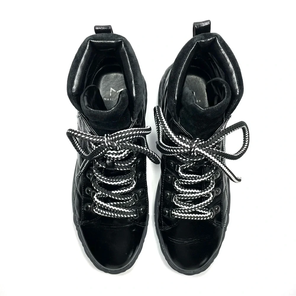Marc Fisher Dulce Quilted Patent Black Leather High Top Sneaker/Boot- Size 8.5 - Picture 7 of 10
